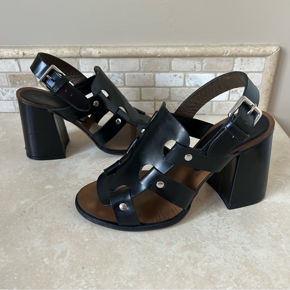 Marni Shoes - $895~MARNI~Black Leather Slingback Block Heel Gladiator Open Toe Sandals~36/6